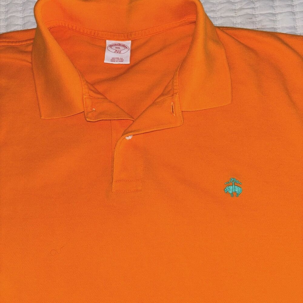 Brooks Brothers Performance 346 Polo Shirt Mens XXL Orange Cotton Stretch
